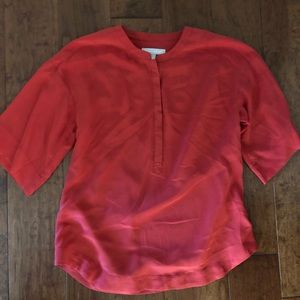 NWOT Silk top slight kimono sleeve in orange/red